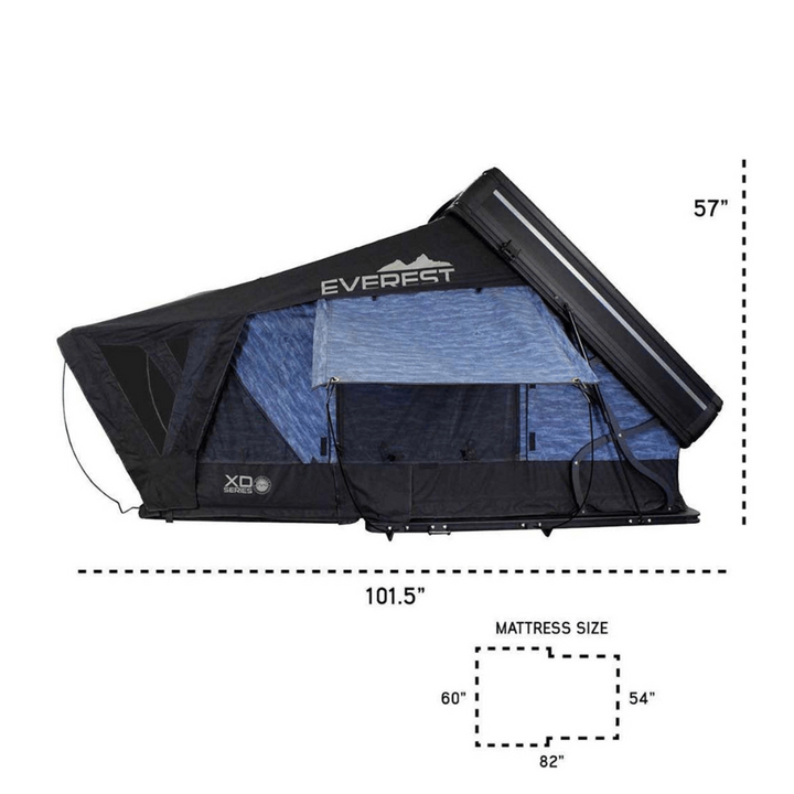 XD Everest Cantilever Aluminum Roof Top Tent - Grey Body & Black Rainfly