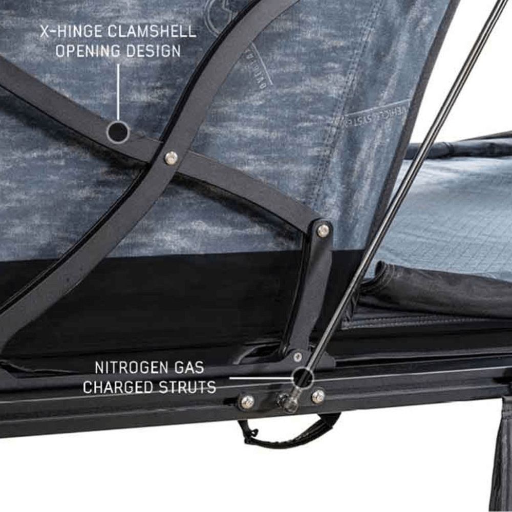 XD Lhotse Clam Shell Aluminum Hard Shell Roof Top Tent, Blue Body & Black Rainfly
