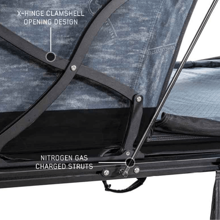 XD Lhotse Clam Shell Aluminum Hard Shell Roof Top Tent, Blue Body & Black Rainfly