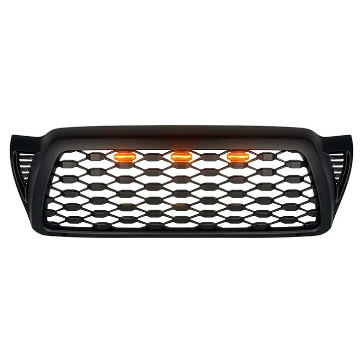 Front Mesh Grille W/ Amber Lights - Matte Black - for 2005-2011 Toyota Tacoma