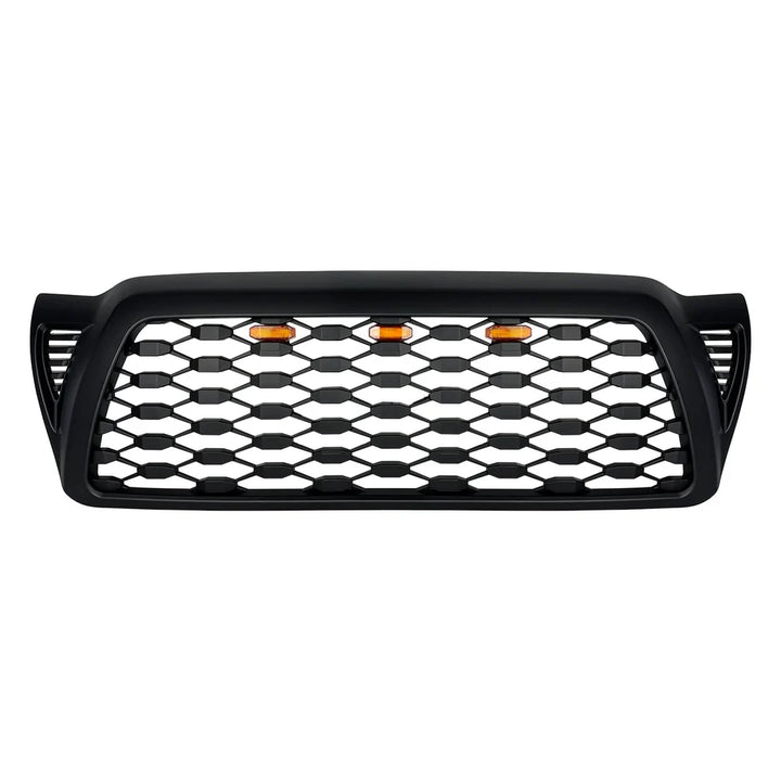 Front Mesh Grille W/ Amber Lights - Matte Black - for 2005-2011 Toyota Tacoma