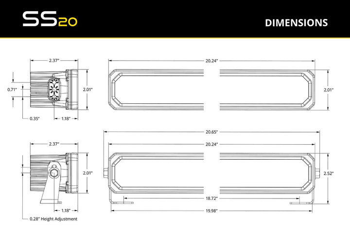 SS20 Yellow LED Light Bar