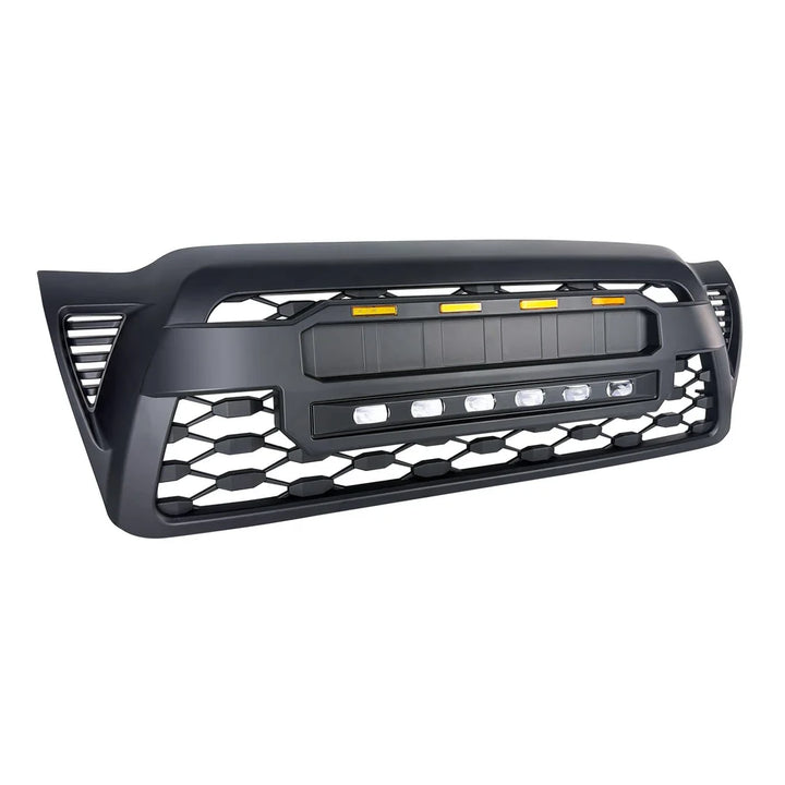 TRD PRO Style Grille w/ LED Off-Road Lights, Amber Lights and DIY Letters for 2005-2011 Toyota Tacoma- Matte Black