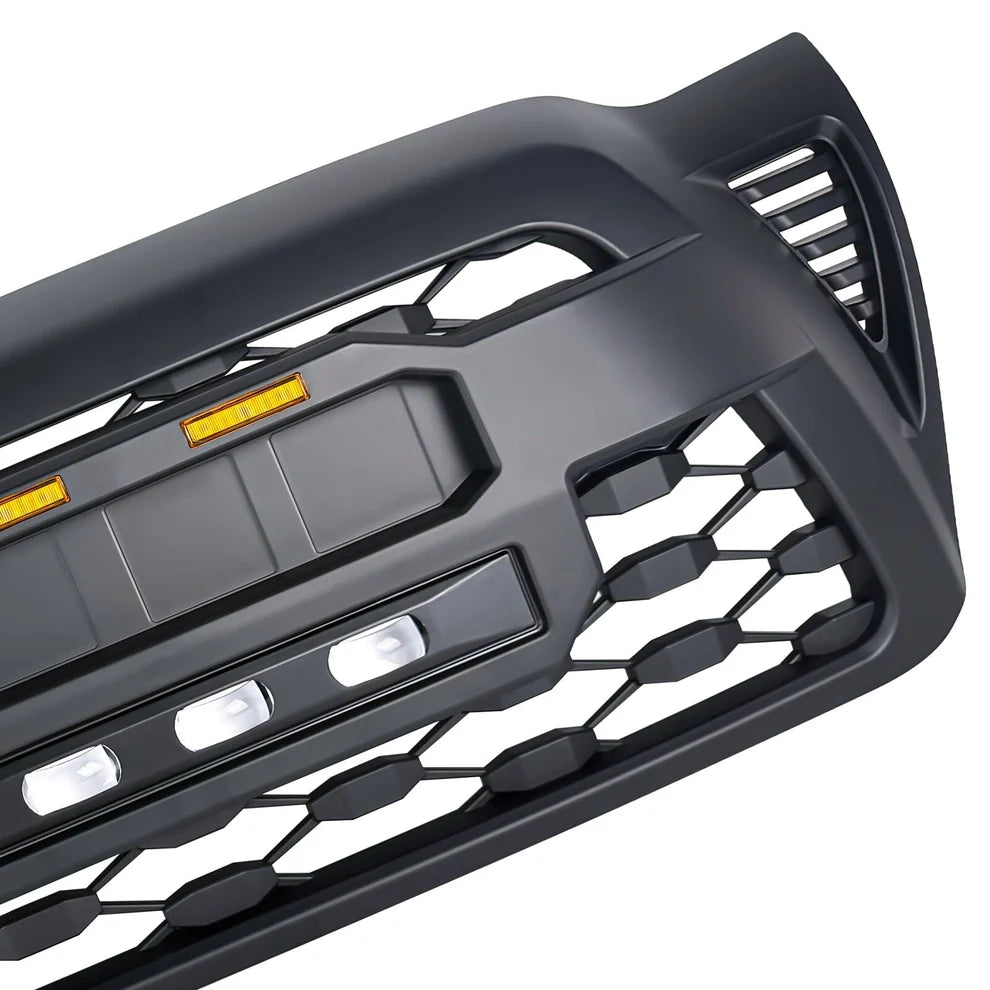 TRD PRO Style Grille w/ LED Off-Road Lights, Amber Lights and DIY Letters for 2005-2011 Toyota Tacoma- Matte Black