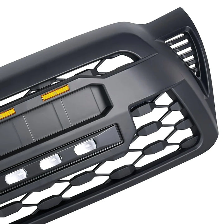 TRD PRO Style Grille w/ LED Off-Road Lights, Amber Lights and DIY Letters for 2005-2011 Toyota Tacoma- Matte Black