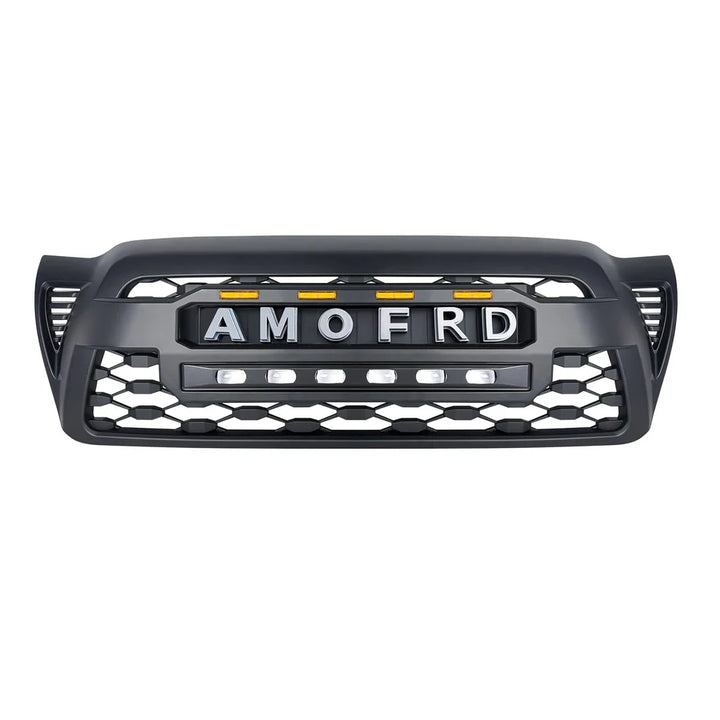 TRD PRO Style Grille w/ LED Off-Road Lights, Amber Lights and DIY Letters for 2005-2011 Toyota Tacoma- Matte Black