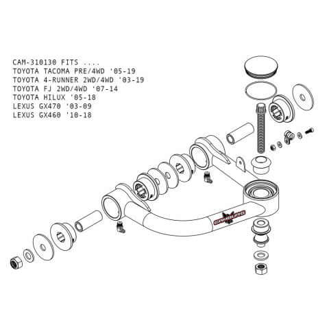 2005-2023 Toyota Tacoma 1.25 Performance Uniball Upper Arms