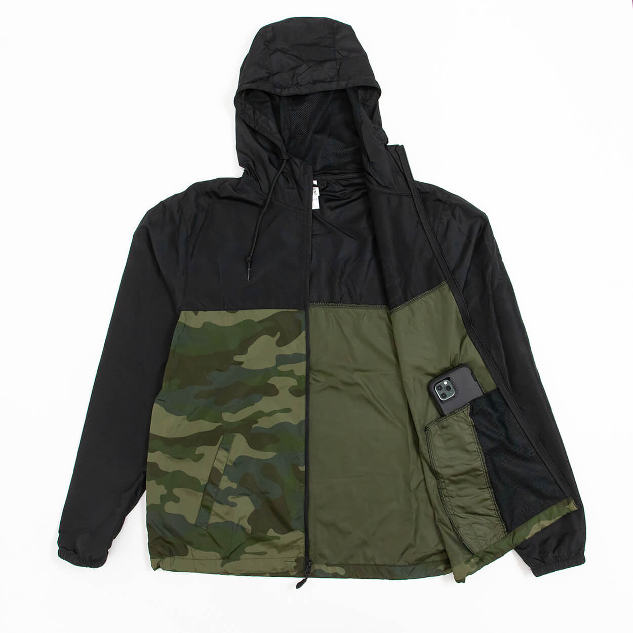 Camo hot sale windbreaker jacket