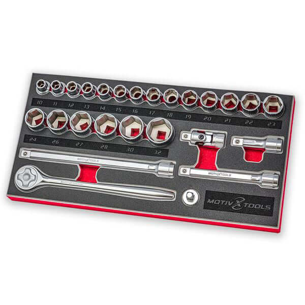 1/2" Drive Metric Socket & Ratchet Set - 26 PC
