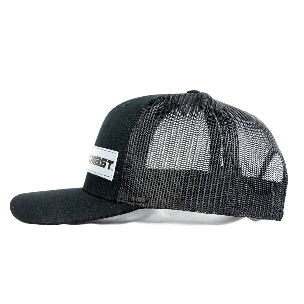 TCMBST Leather Patch Trucker Hat - Black on Black